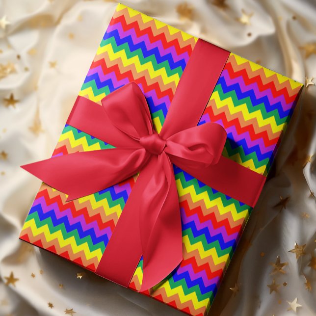 Colorful Rainbow Chevron Striped Multicolor Wrapping Paper (Creator Uploaded)