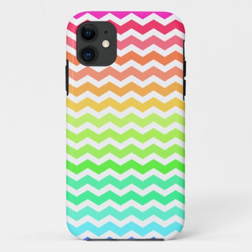 Colorful Rainbow Chevron Stripes iPhone 11 Case