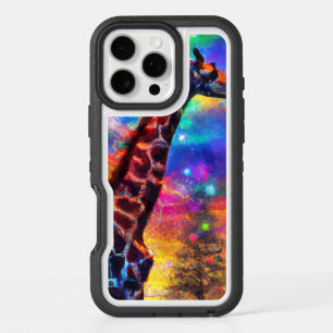 Colorful Rainbow Christmas Golden African Giraffe iPhone 16 Pro Max Case