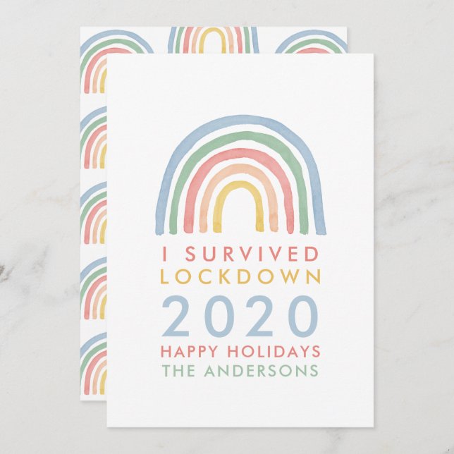 Colorful rainbow Christmas I survived lockdown (Front/Back)