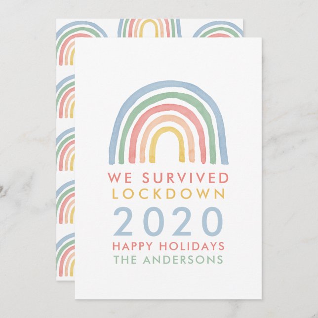 Colorful rainbow Christmas we survived lockdown (Front/Back)