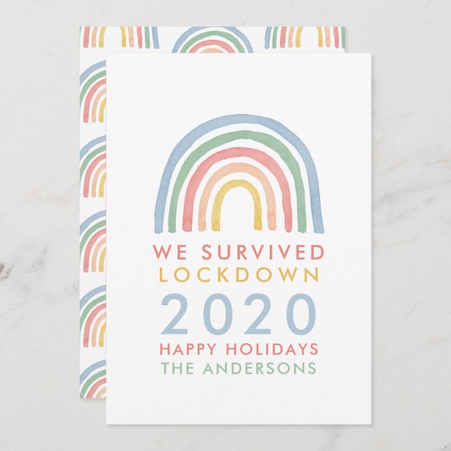 Colorful rainbow Christmas we survived lockdown (Front/Back)