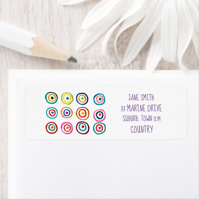 Colorful rainbow circles art watercolor label (Insitu)