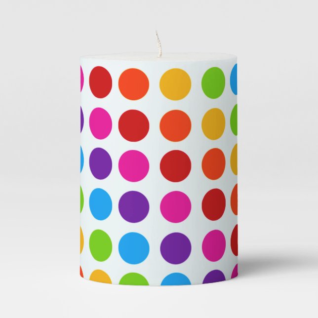 Colorful Rainbow Circles pattern  Pillar Candle (Front)
