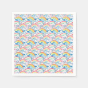 Colorful Rainbow, Cloud, and Snowflake Seamless Napkins