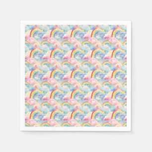 Colorful Rainbow, Cloud, and Star Napkins