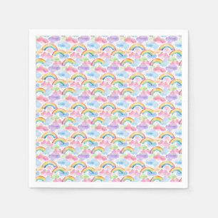 Colorful Rainbow, Cloud, and Star Pattern Napkins