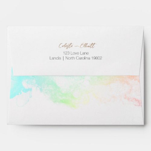 Colorful Rainbow Clouds Baby Shower Return Address Envelope