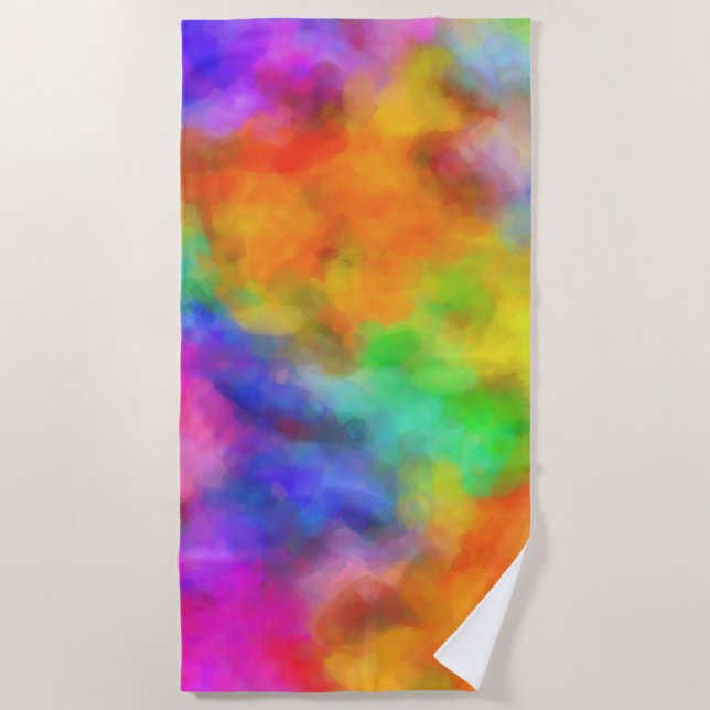 Colorful Rainbow Clouds Beach Towel (Front)