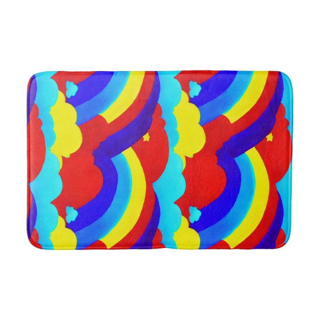 Colorful Rainbow Clouds Kids Pattern   Bath Mat (Front)