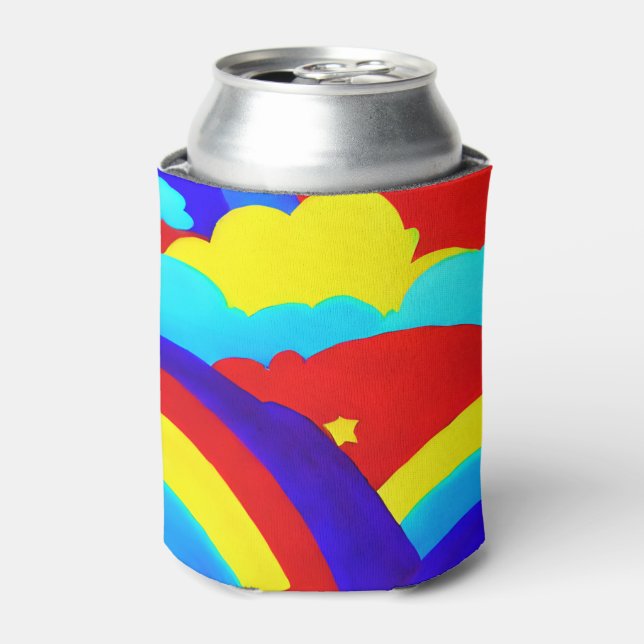Colorful Rainbow Clouds Kids Pattern Can Cooler (Can Front)
