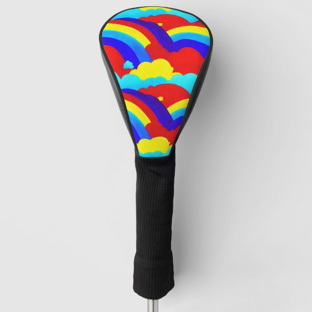 Colorful Rainbow Clouds Kids Pattern  Golf Head Cover (Front)