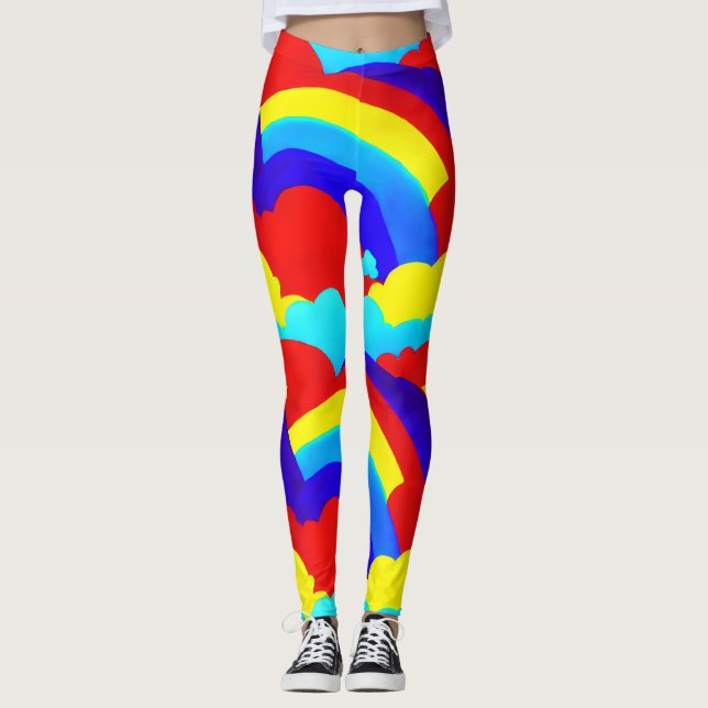Colorful Rainbow Clouds Kids Pattern   Leggings (Front)