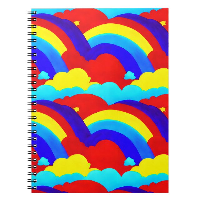 Colorful Rainbow Clouds Kids Pattern  Notebook (Front)