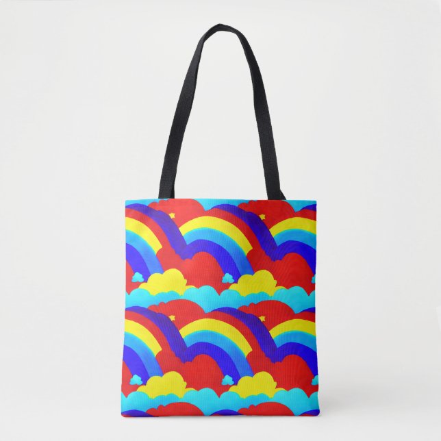 Colorful Rainbow Clouds Kids Pattern  Tote Bag (Front)