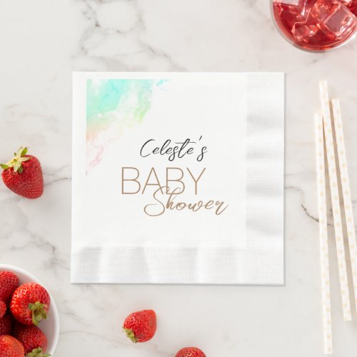 Colorful Rainbow Clouds White Baby Shower Napkins