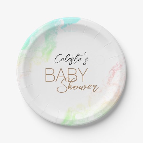 Colorful Rainbow Clouds White Baby Shower Paper Plates