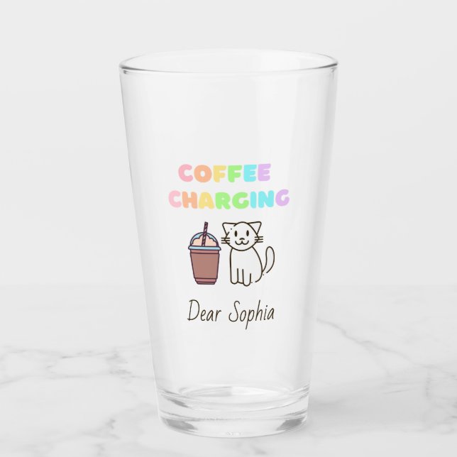 Colorful Rainbow Coffee&Cat Glass (Front)