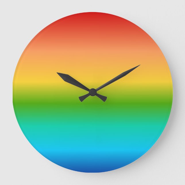 Colorful Rainbow color gradient Large Clock (Front)