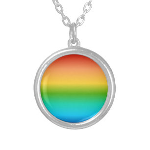 Colorful Rainbow color gradient Silver Plated Necklace
