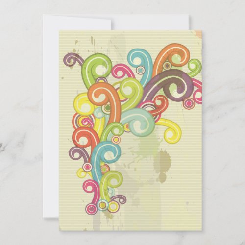 colorful rainbow color retro swirls design announcements