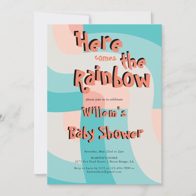Colorful Rainbow Color Wave Abstract Baby Shower Invitation (Front)