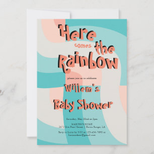 Colorful Rainbow Color Wave Abstract Baby Shower Invitation