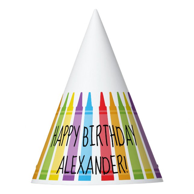 Colorful Rainbow Colored Birthday Party Hat (Front)