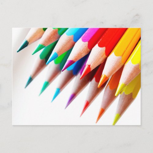 Colorful Rainbow Colored Pencils Photo Postcard