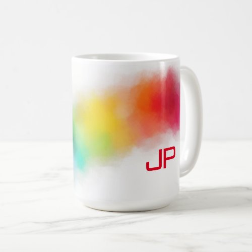 Colorful Rainbow Colors Elegant Monogram Template Coffee Mug