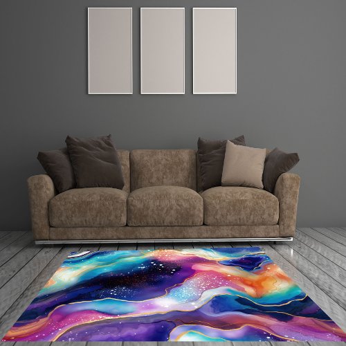 Colorful rainbow colors glitter agate rug