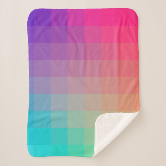 Colorful Rainbow Colors Gradient Design Sherpa Blanket (Front)