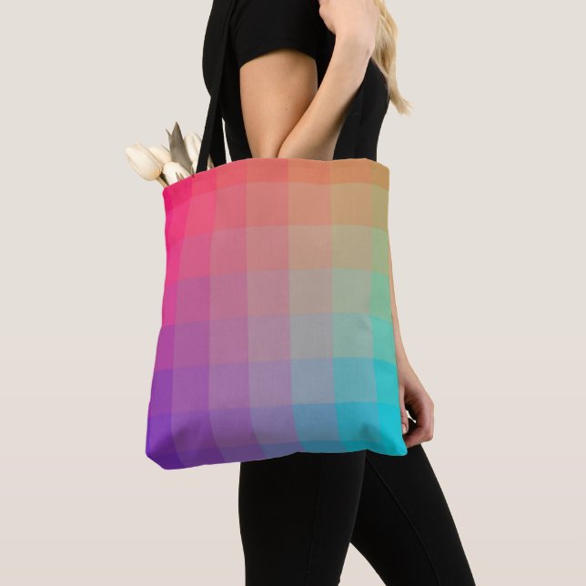 Colorful Rainbow Colors Gradient Design Tote Bag (Close Up)