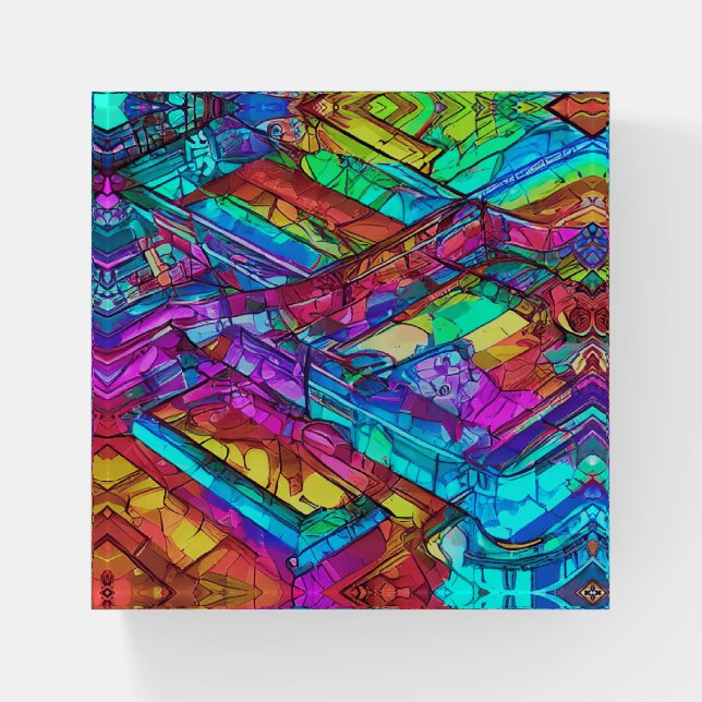 Colorful Rainbow Colors Paperweight (Front)