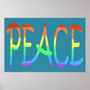 Colorful Rainbow Colors Peace Word Posters