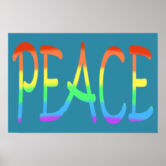 Colorful Rainbow Colors Peace Word Posters
