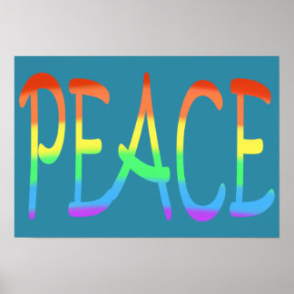 Colorful Rainbow Colors Peace Word Posters