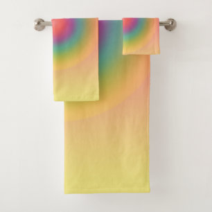 Colorful Rainbow Concentric Circle Space Bath Towel Set