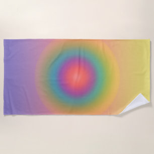 Colorful Rainbow Concentric Circle Space Beach Towel