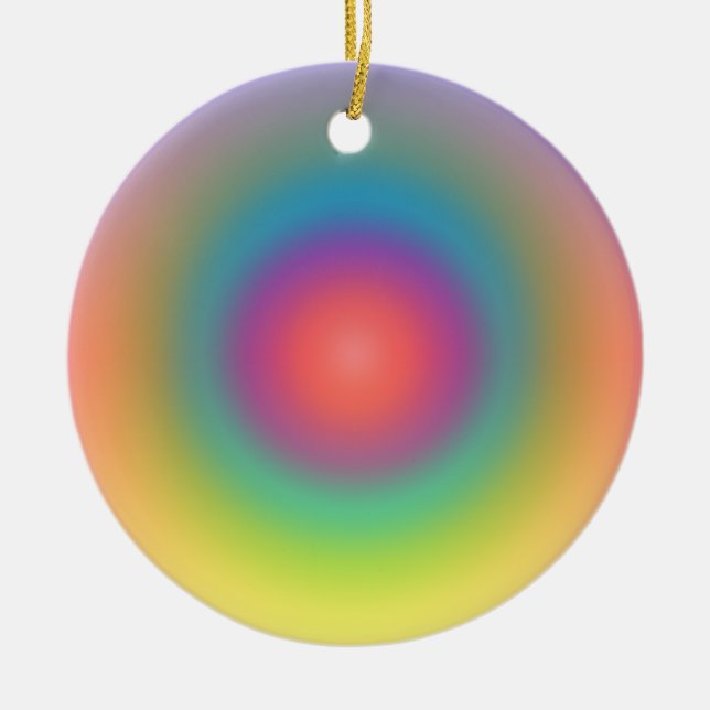 Colorful Rainbow Concentric Circle Space  Ceramic Ornament (Front)
