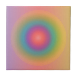 Colorful Rainbow Concentric Circle Space Ceramic Tile