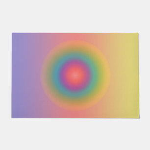 Colorful Rainbow Concentric Circle Space Doormat