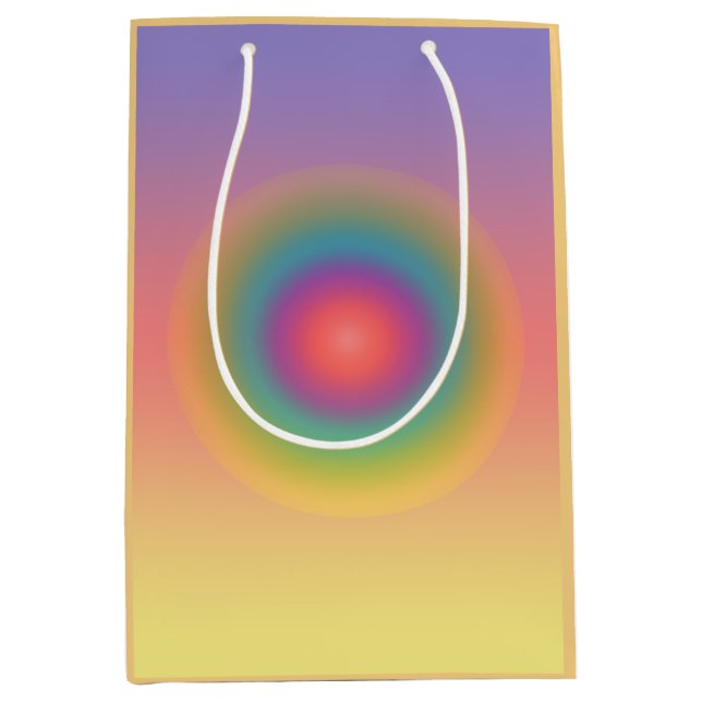 Colorful Rainbow Concentric Circle Space Medium Gift Bag (Front)