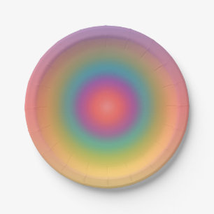 Colorful Rainbow Concentric Circle Space Paper Plates