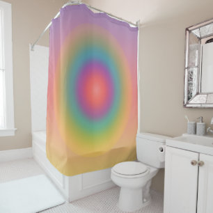 Colorful Rainbow Concentric Circle Space Shower Curtain
