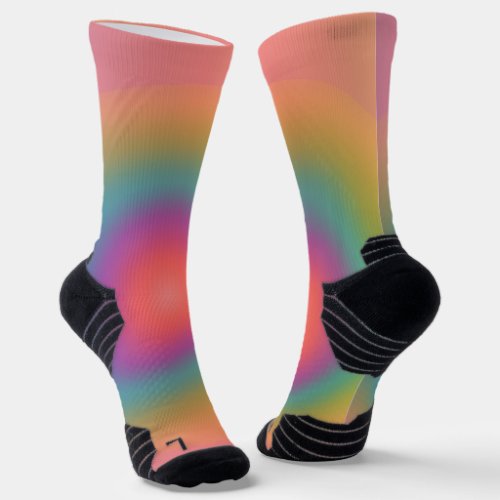 Colorful Rainbow Concentric Circle Space  Socks
