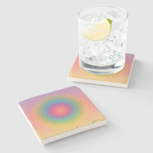 Colorful Rainbow Concentric Circle Space  Stone Coaster