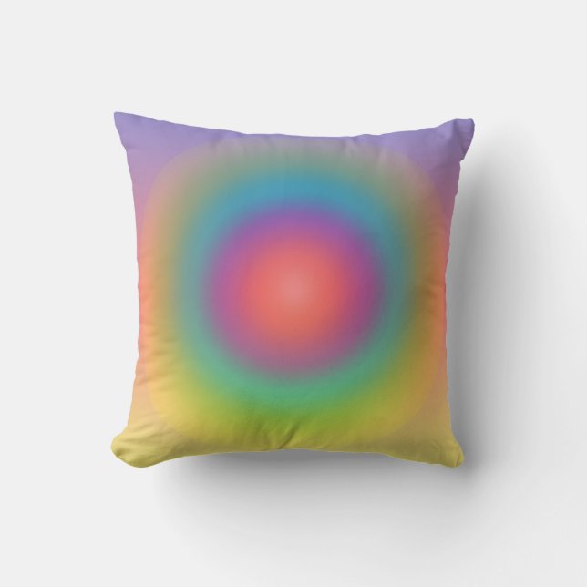 Colorful Rainbow Concentric Circle Space  Throw Pillow (Front)