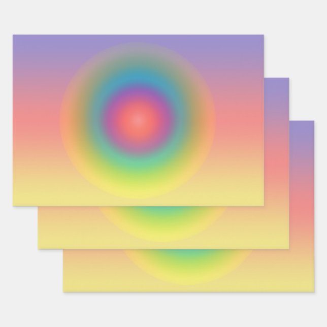Colorful Rainbow Concentric Circle Space  Wrapping Paper Sheets (Set)