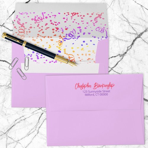 Colorful Rainbow Confetti Inside Special Occasion  Envelope